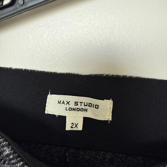 Max Studio London Pull-On Wide-Leg Pants – Size 2X – Gray Windowpane Plaid - Picture 2 of 3